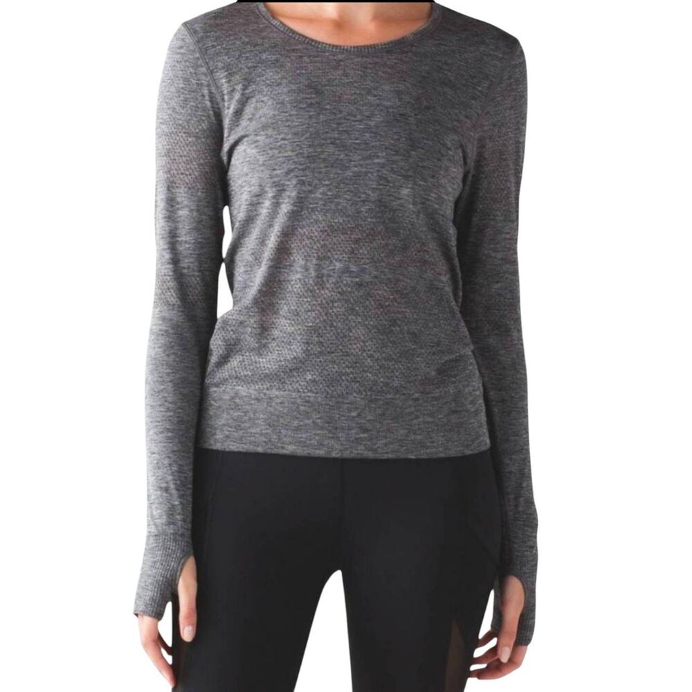 LULULEMON ATHLETICA Breeze By Long Sleeve II In Heathered Black Size 6